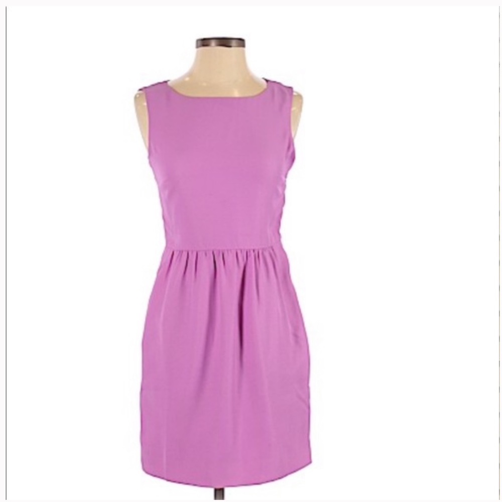 J Crew Sleeveless Ruched Waist Lavender Dress